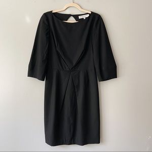 Trina Turk Black Virgin Wool 3/4 Sleeve Dress - 8